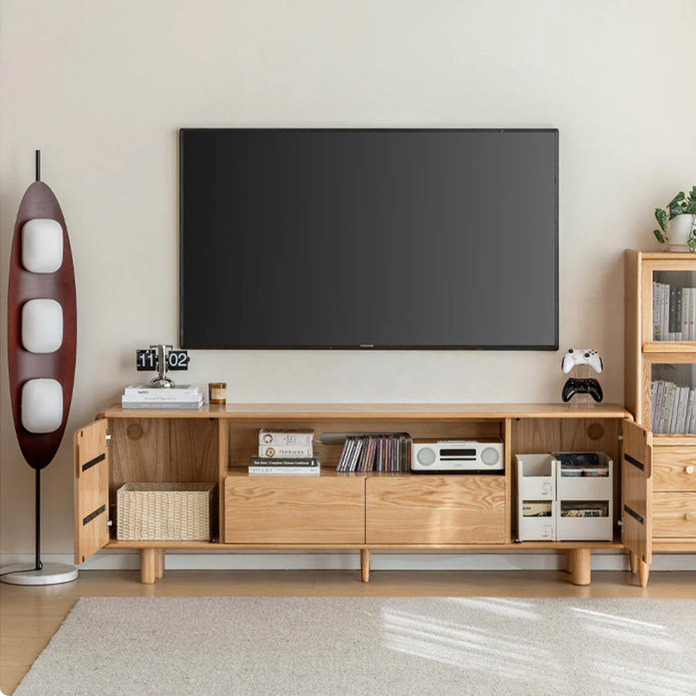 Alia Natural Solid Oak Tall Entertainment Unit - Image 3