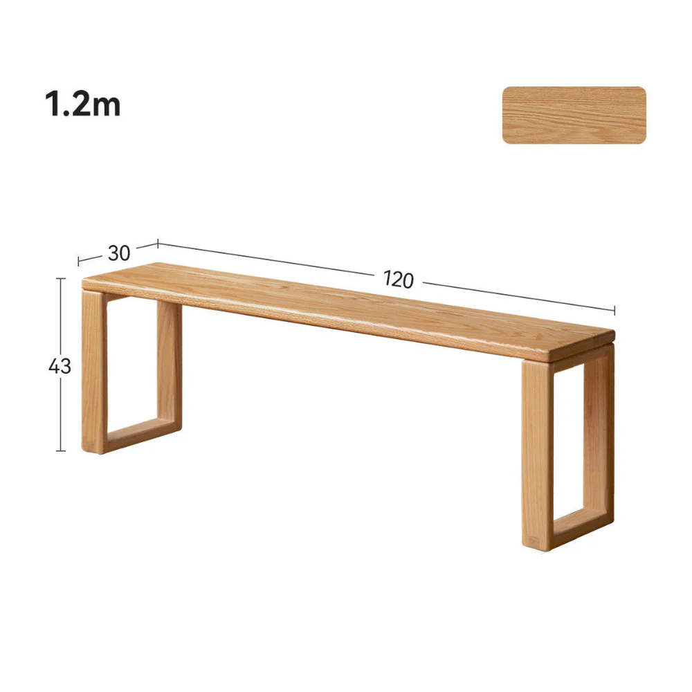 Ancona Natural Solid Oak Dining Bench - Image 10