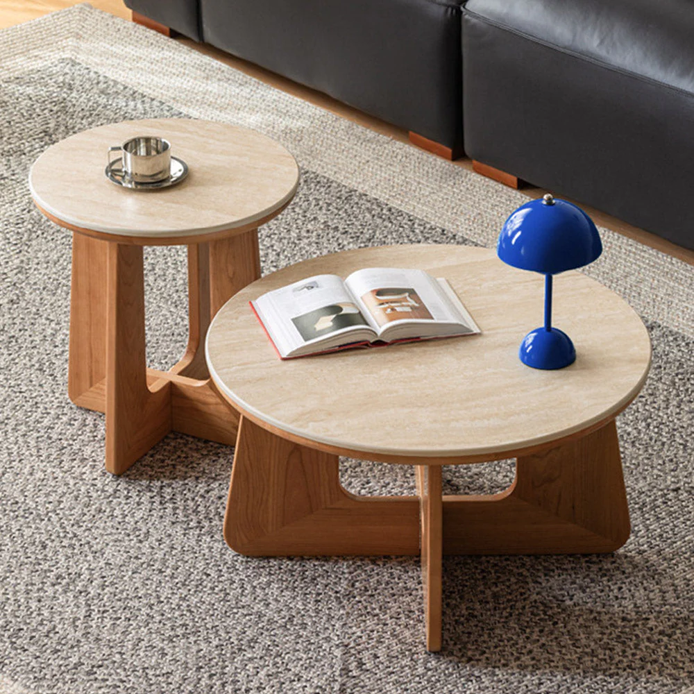 Anela Natural Solid Cherry Coffee Table with Ceramic Top - Image 3