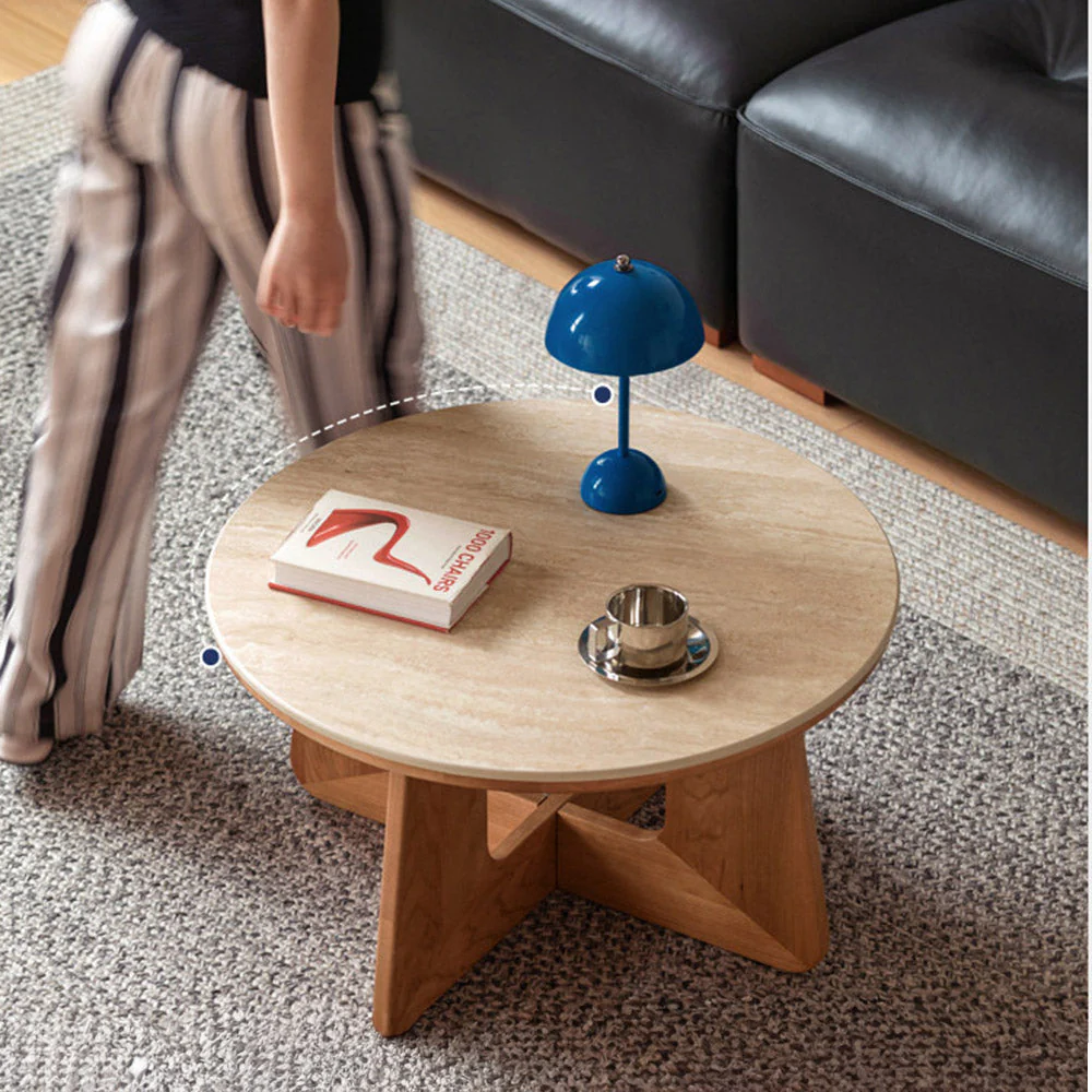 Anela Natural Solid Cherry Coffee Table with Ceramic Top - Image 6