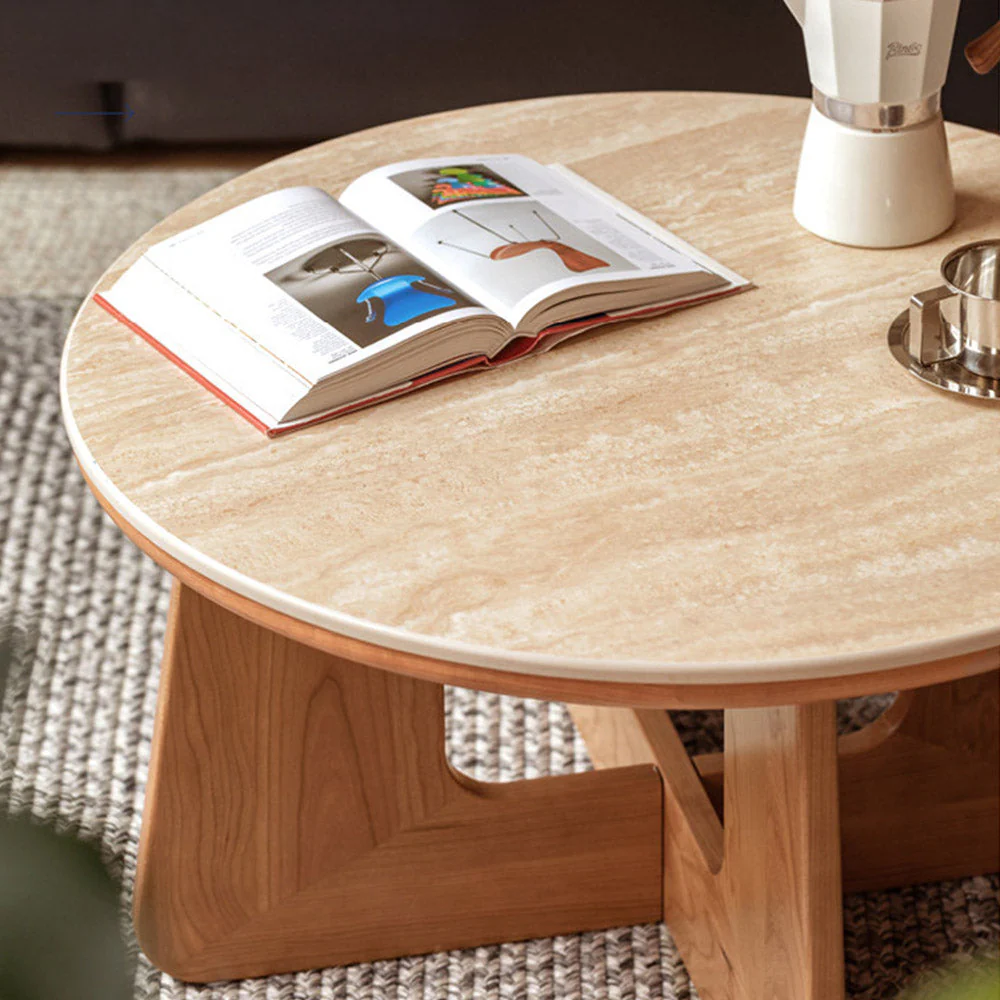 Anela Natural Solid Cherry Coffee Table with Ceramic Top - Image 8