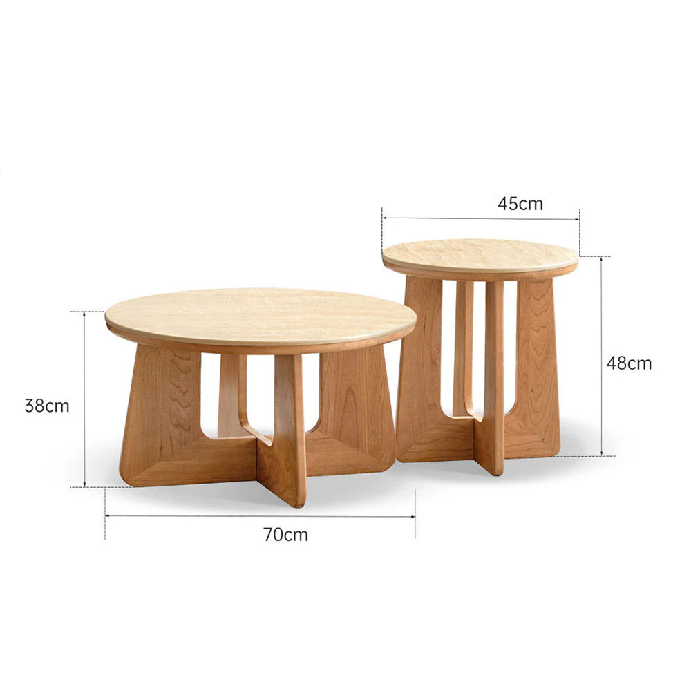 Anela Natural Solid Cherry Coffee Table with Ceramic Top - Image 9