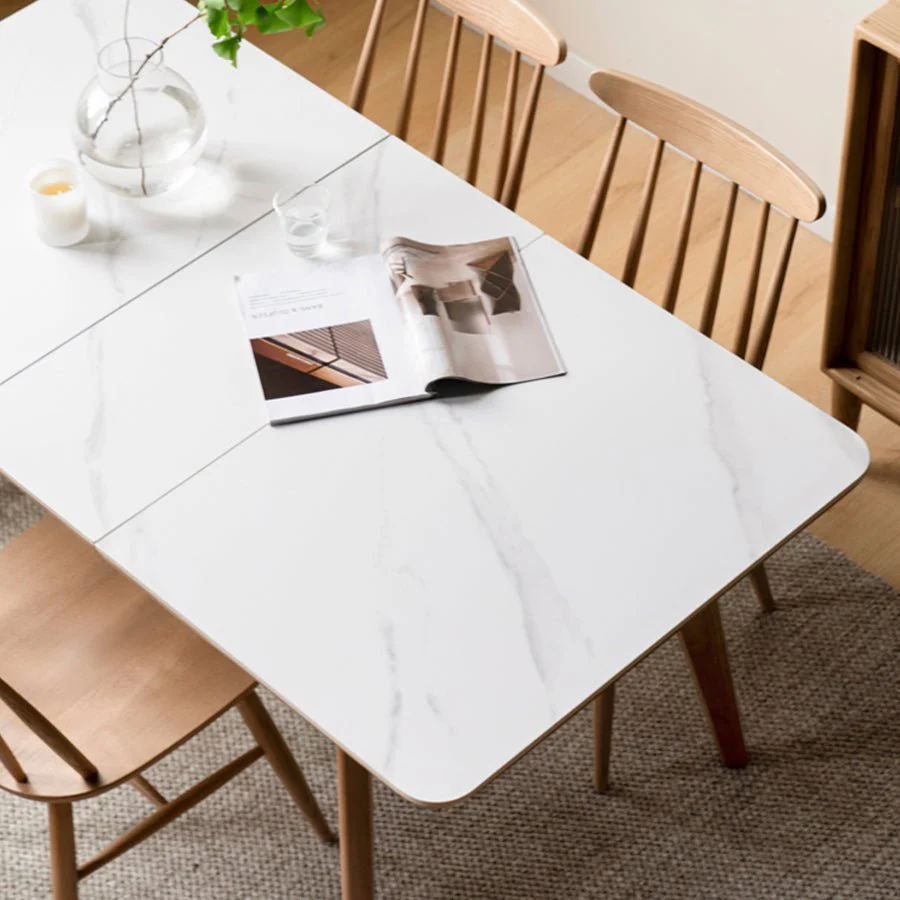 Bremen Natural Solid Oak Extending Dining Table with Ceramic Top - Image 5