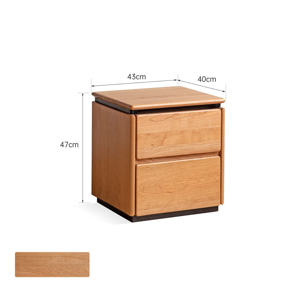 Broby Natural Solid Cherry Floor Standing Bedside Table - Image 11