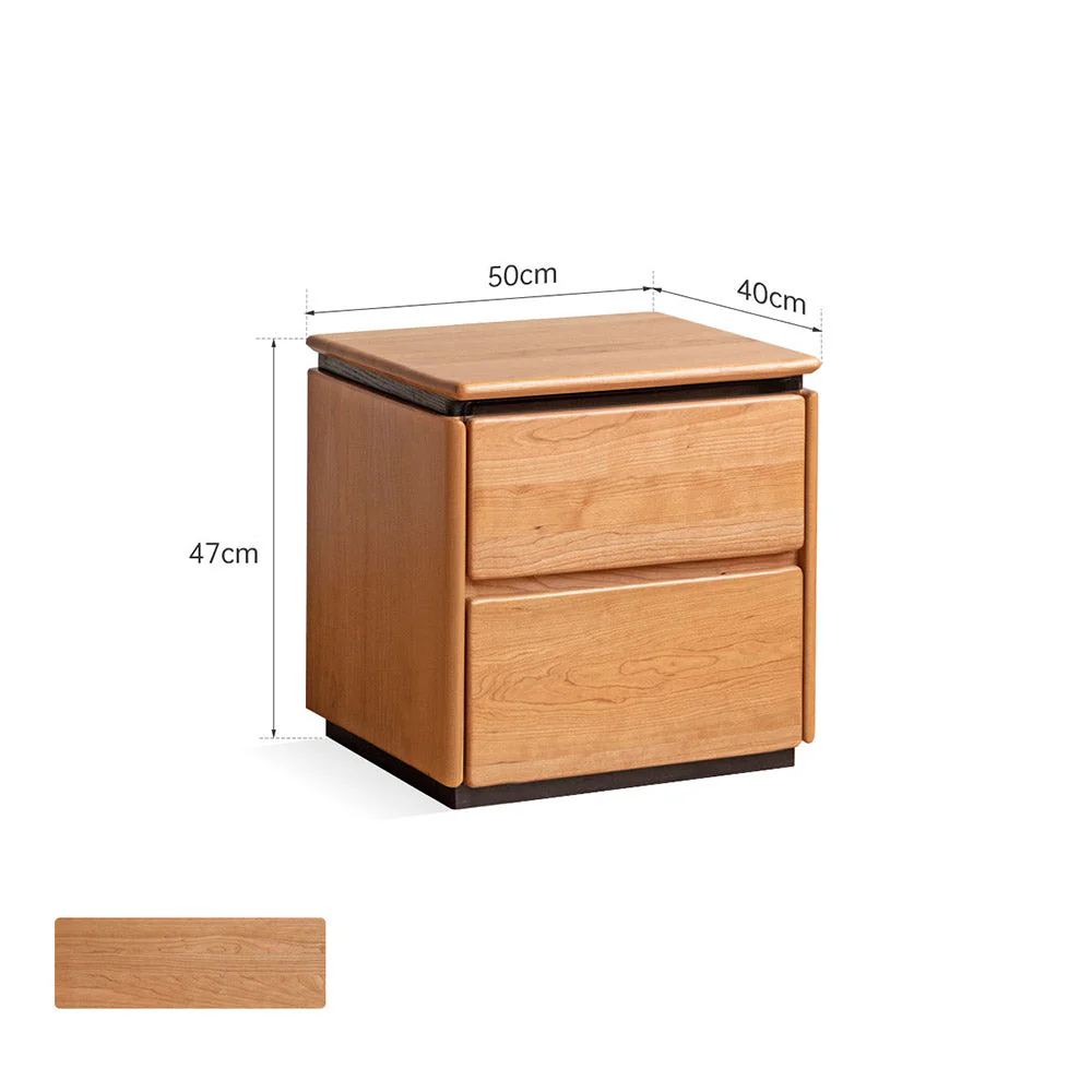 Broby Natural Solid Cherry Floor Standing Bedside Table - Image 12
