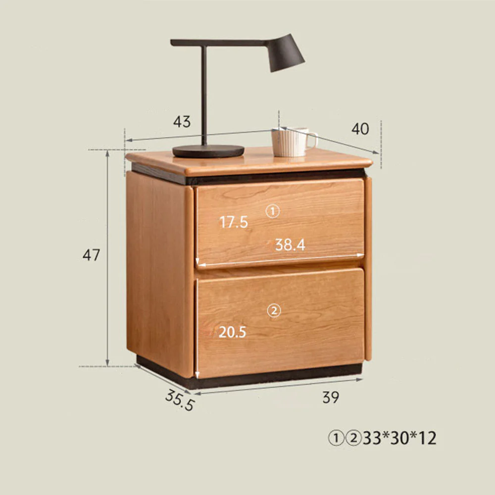 Broby Natural Solid Cherry Floor Standing Bedside Table - Image 13