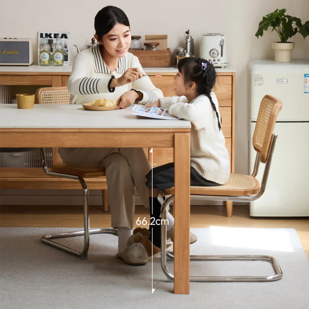 Cesena Natural Solid Rubber Wood Dining Table with Ceramic Top - Image 5