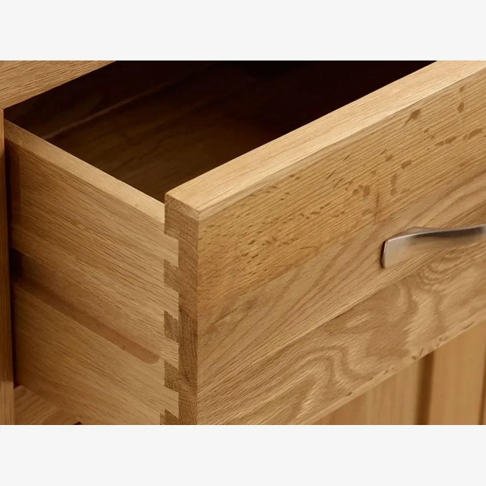 Chamfer Natural Solid Oak Glazed Display/Book Cabinet - Image 5
