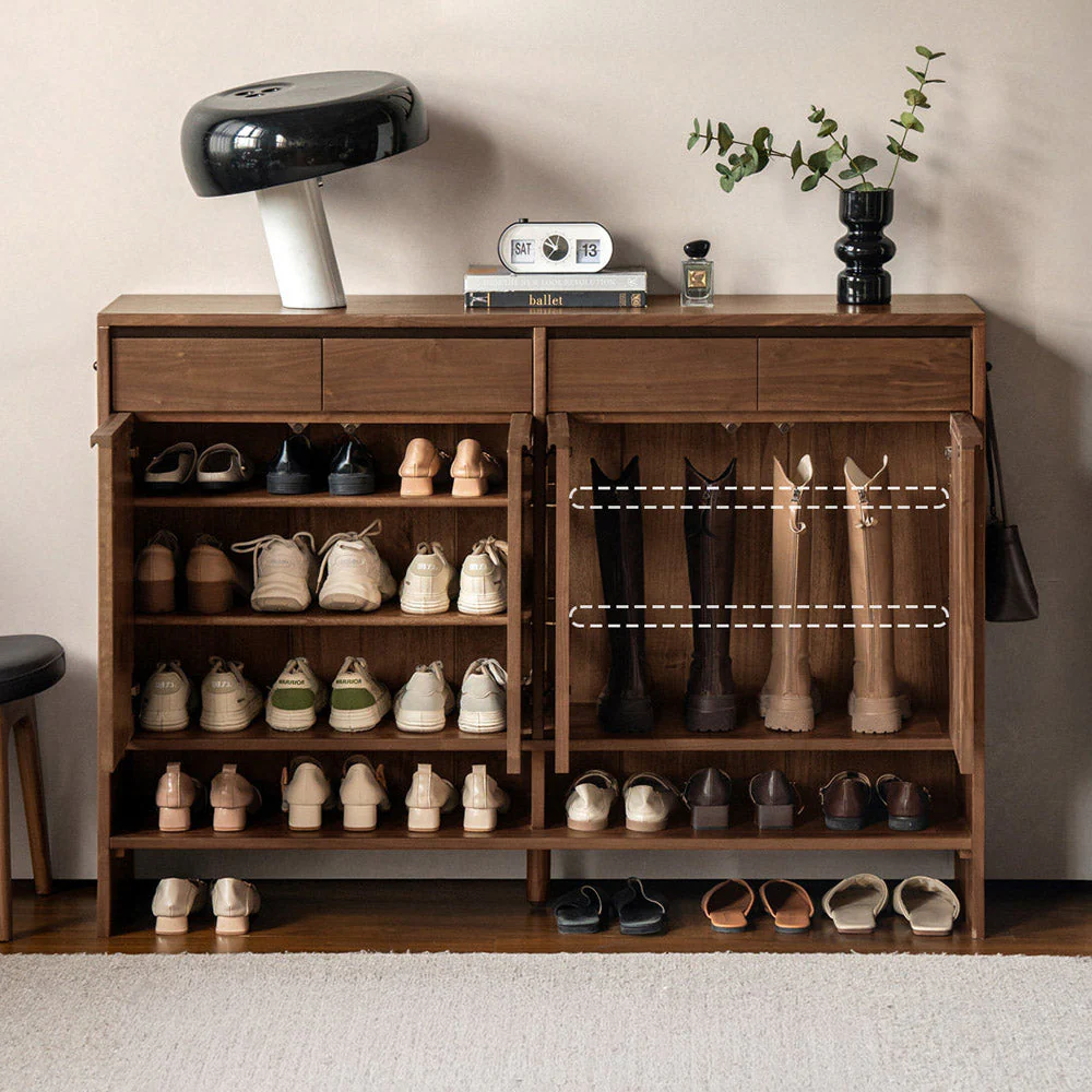 Enna Natural Solid Walnut Shoe Cabinet - Image 3