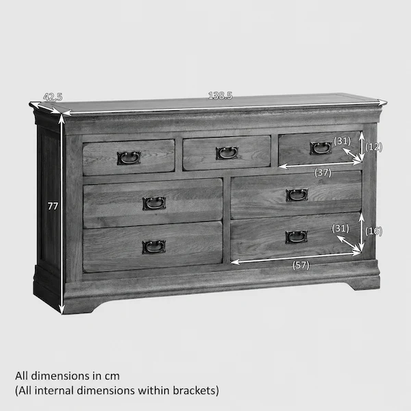 French Rustic Solid Oak 3+4 Chest Of Drawers - Image 4