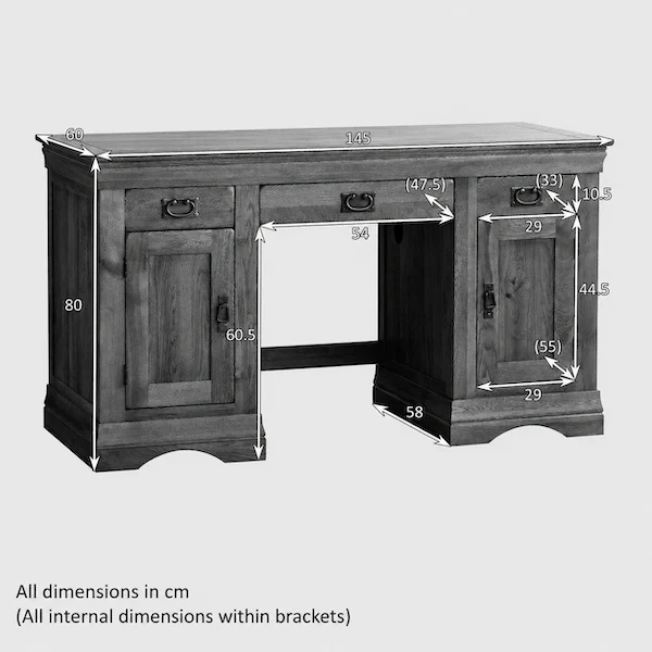 French Rustic Solid Oak Computer Desk - Image 6
