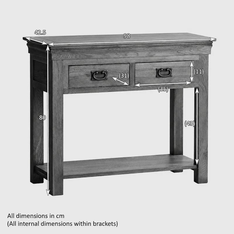 French Rustic Solid Oak Console Table - Image 7