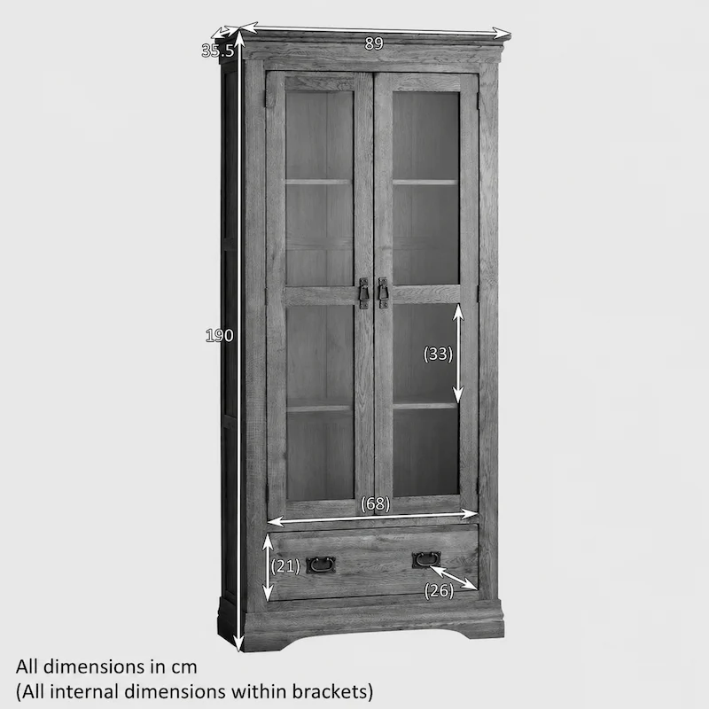 French Rustic Solid Oak Display Cabinet - Image 5