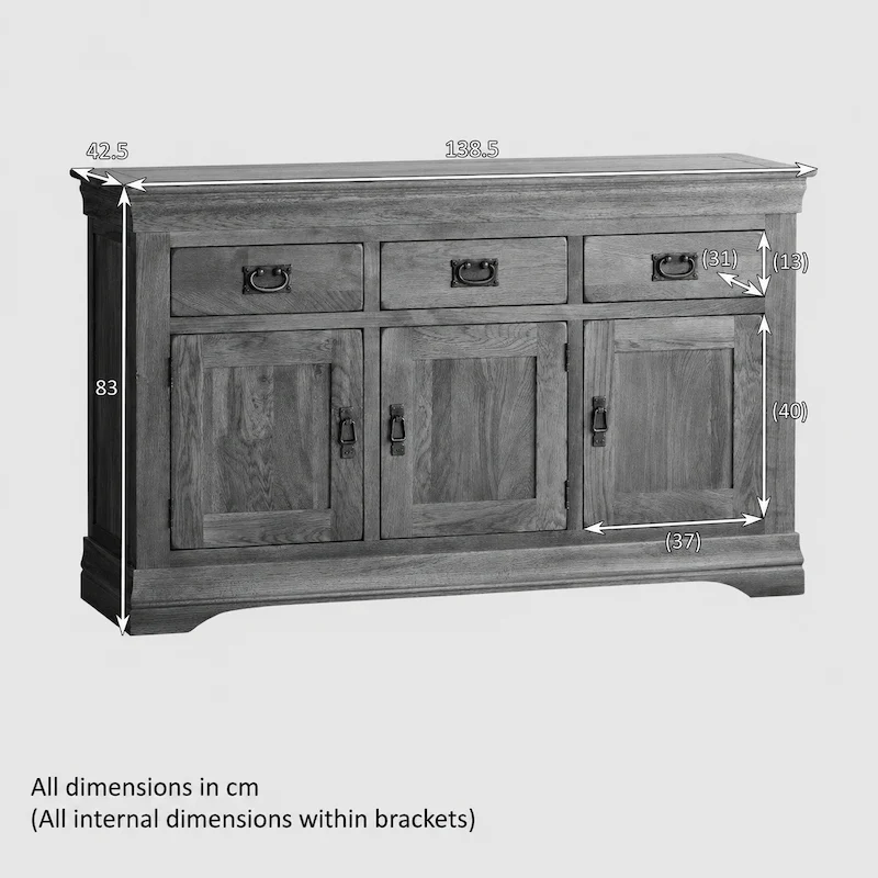 French Rustic Solid Oak Large Sideboard - Image 5