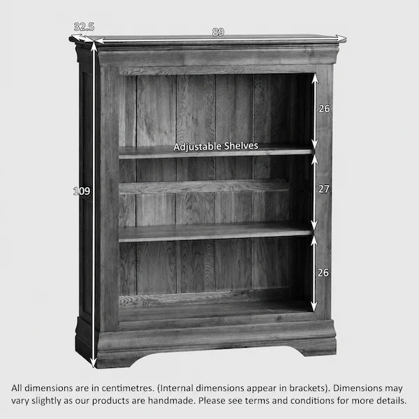 French Rustic Solid Oak Small Bookcase - Image 4