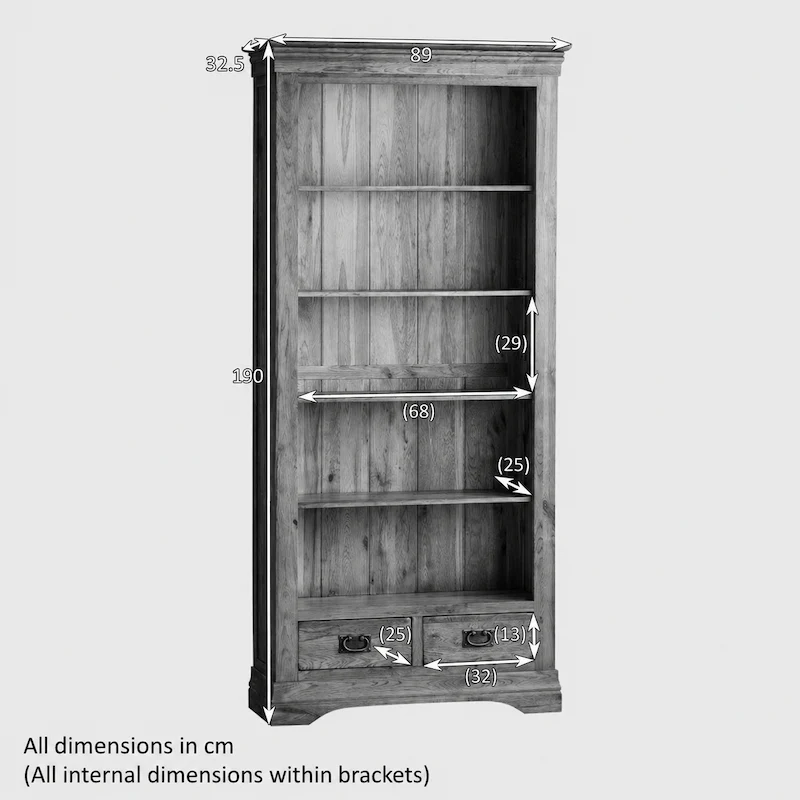 French Rustic Solid Oak Tall Bookcase - Image 6