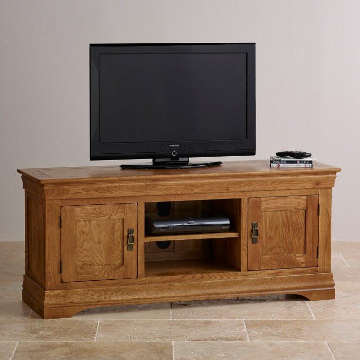 French Rustic Solid Oak Widescreen TV Cabinet - Image 3