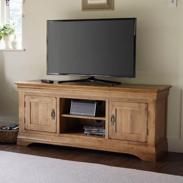 French Rustic Solid Oak Widescreen TV Cabinet - Image 4