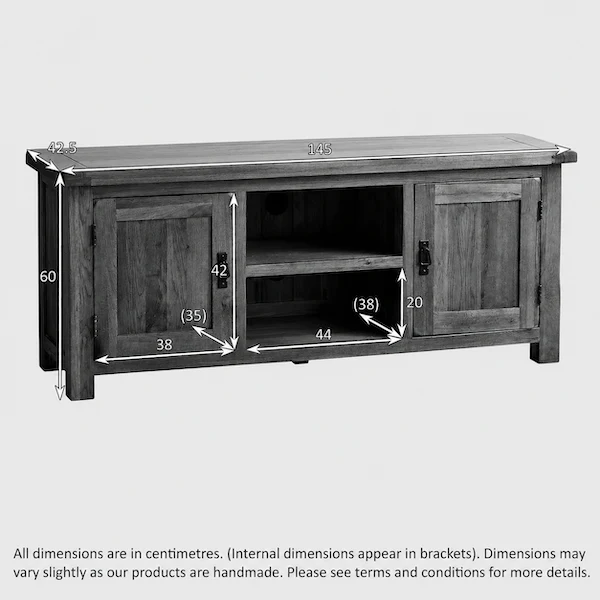 French Rustic Solid Oak Widescreen TV Cabinet - Image 6