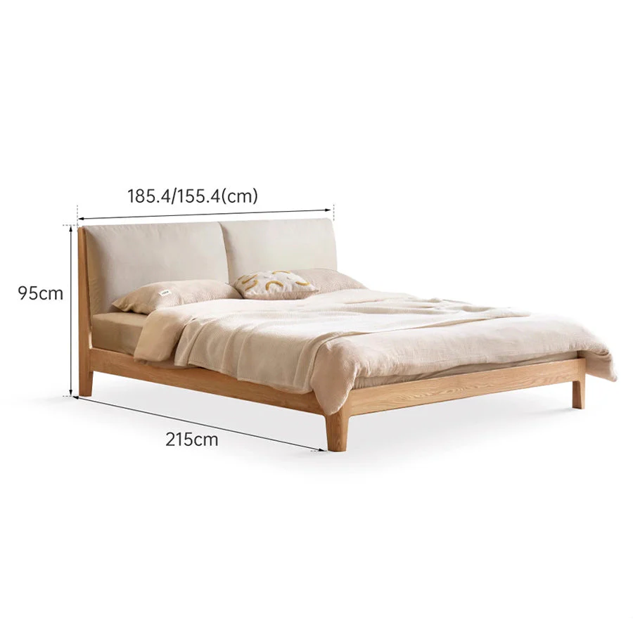 Humbie Natural Solid Oak Cushion Back Bed Frame - Image 10