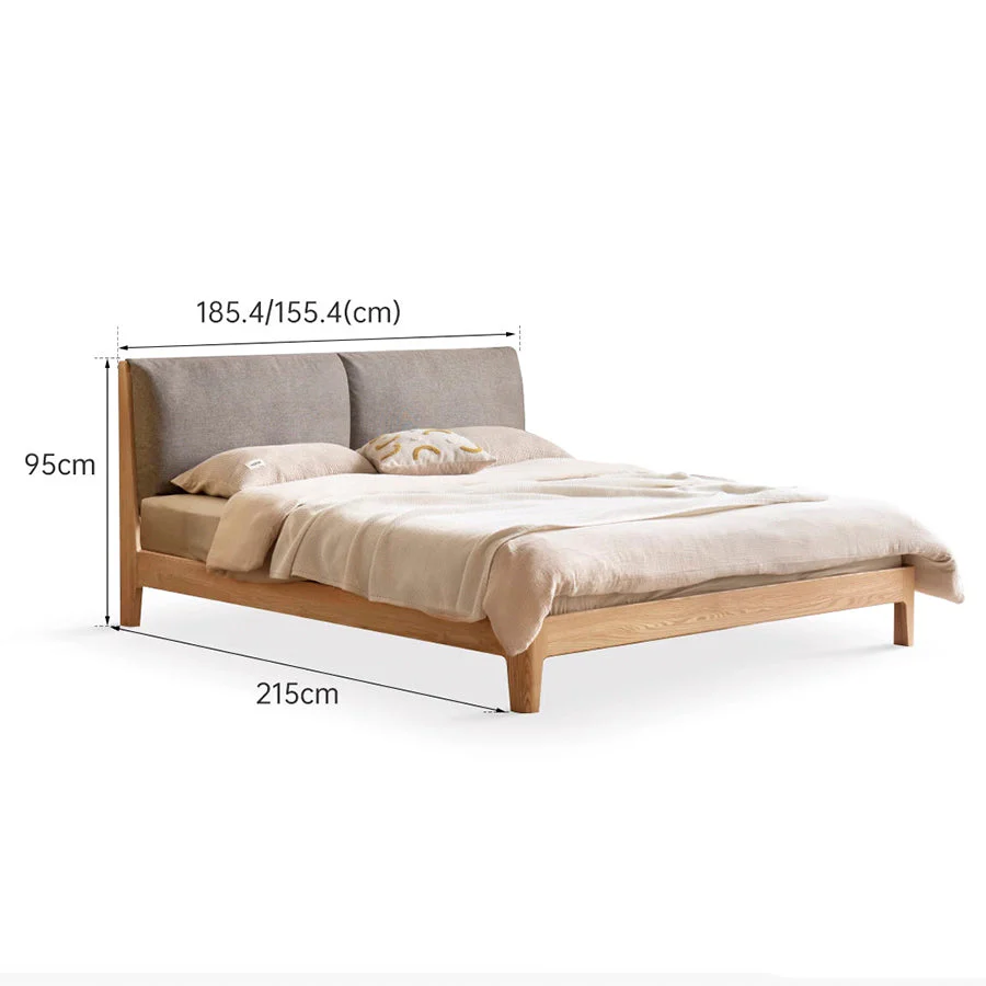 Humbie Natural Solid Oak Cushion Back Bed Frame - Image 9