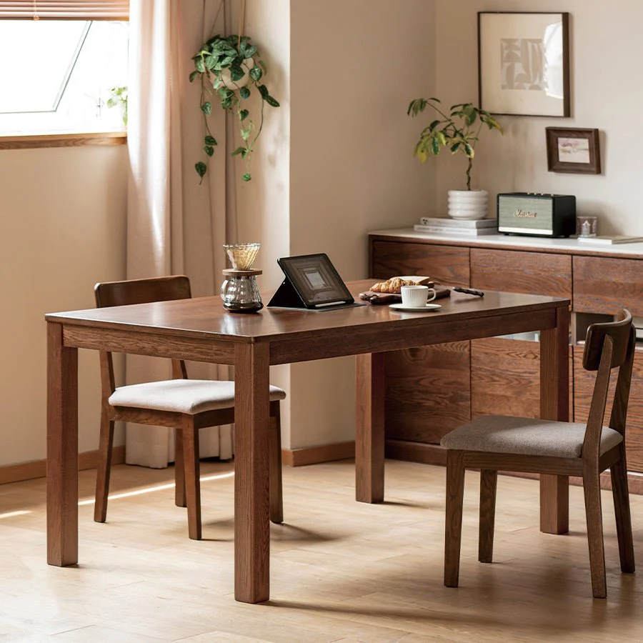 Humbie Natural Solid Oak in Walnut Colour Dining Table - Image 3