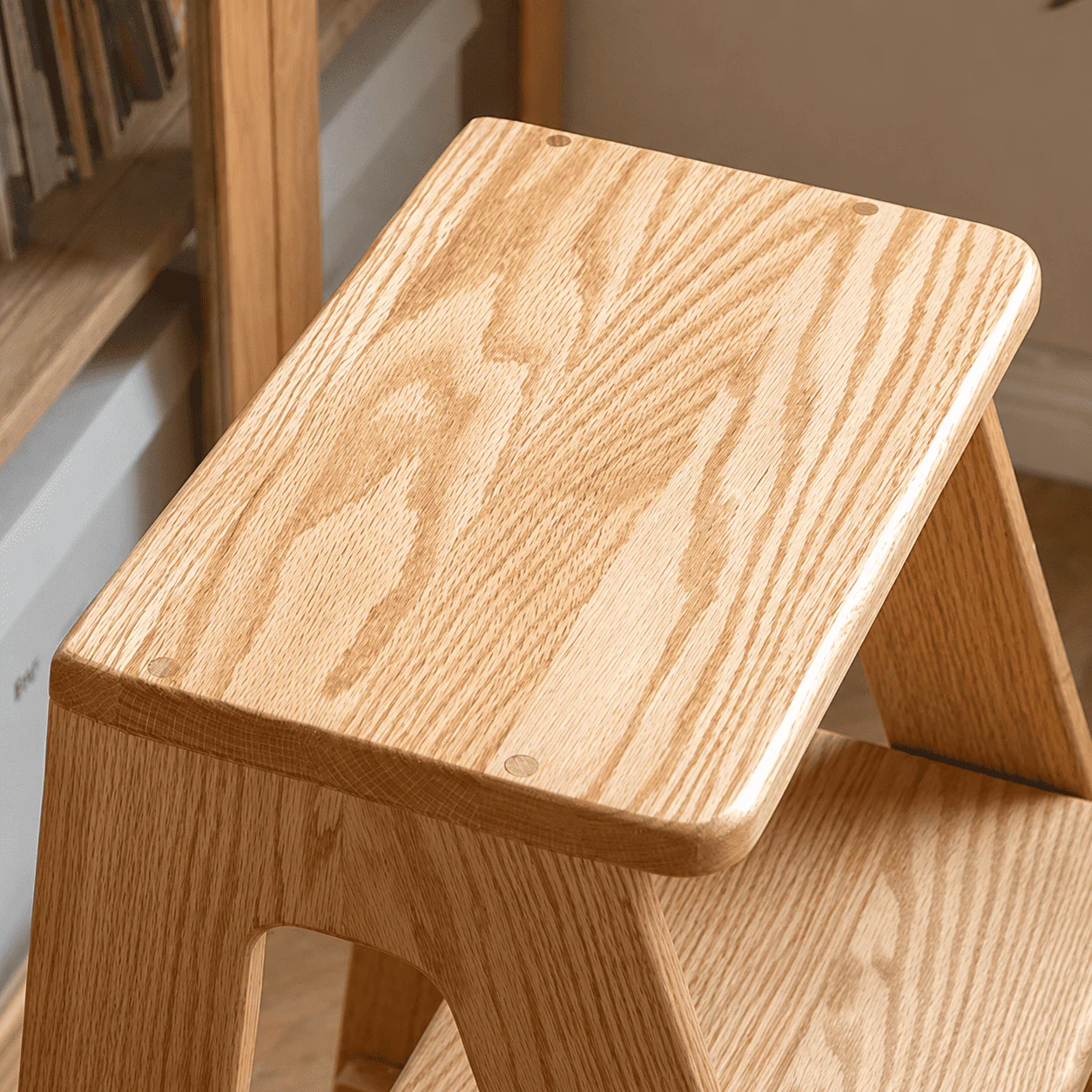 Humbie Natural Solid Oak Stool Ladder - Image 6