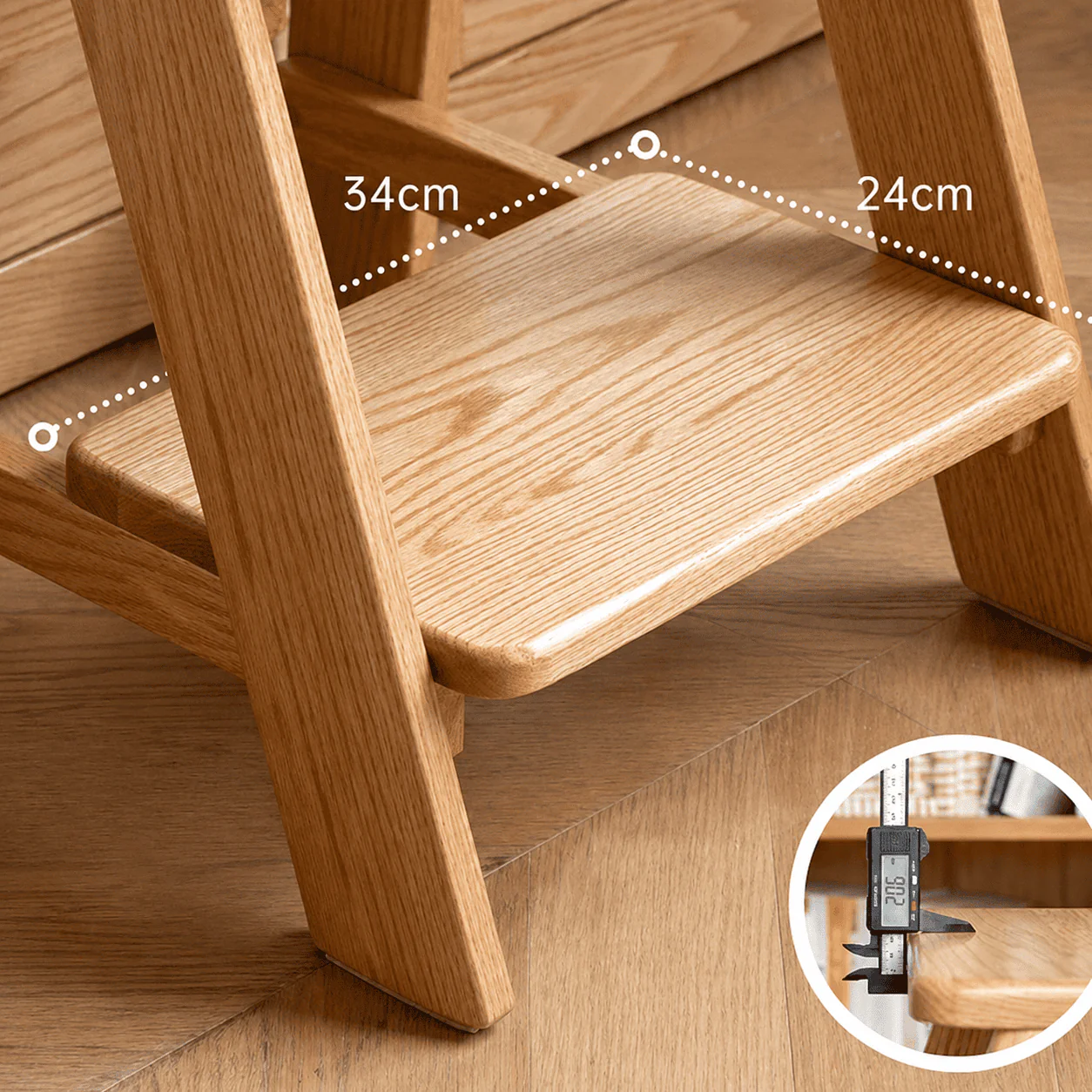 Humbie Natural Solid Oak Stool Ladder - Image 7