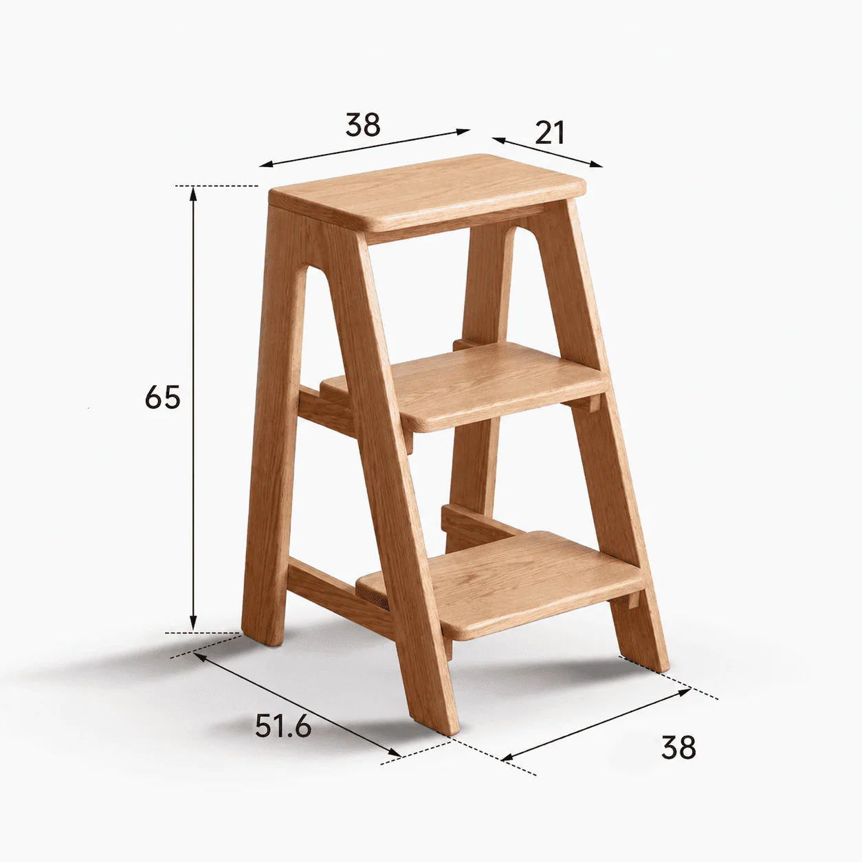 Humbie Natural Solid Oak Stool Ladder - Image 8