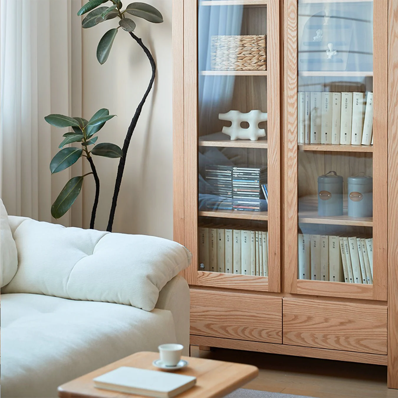 Humbie Solid Oak Large Display Bookcase Cabinet Design 2 - Image 5
