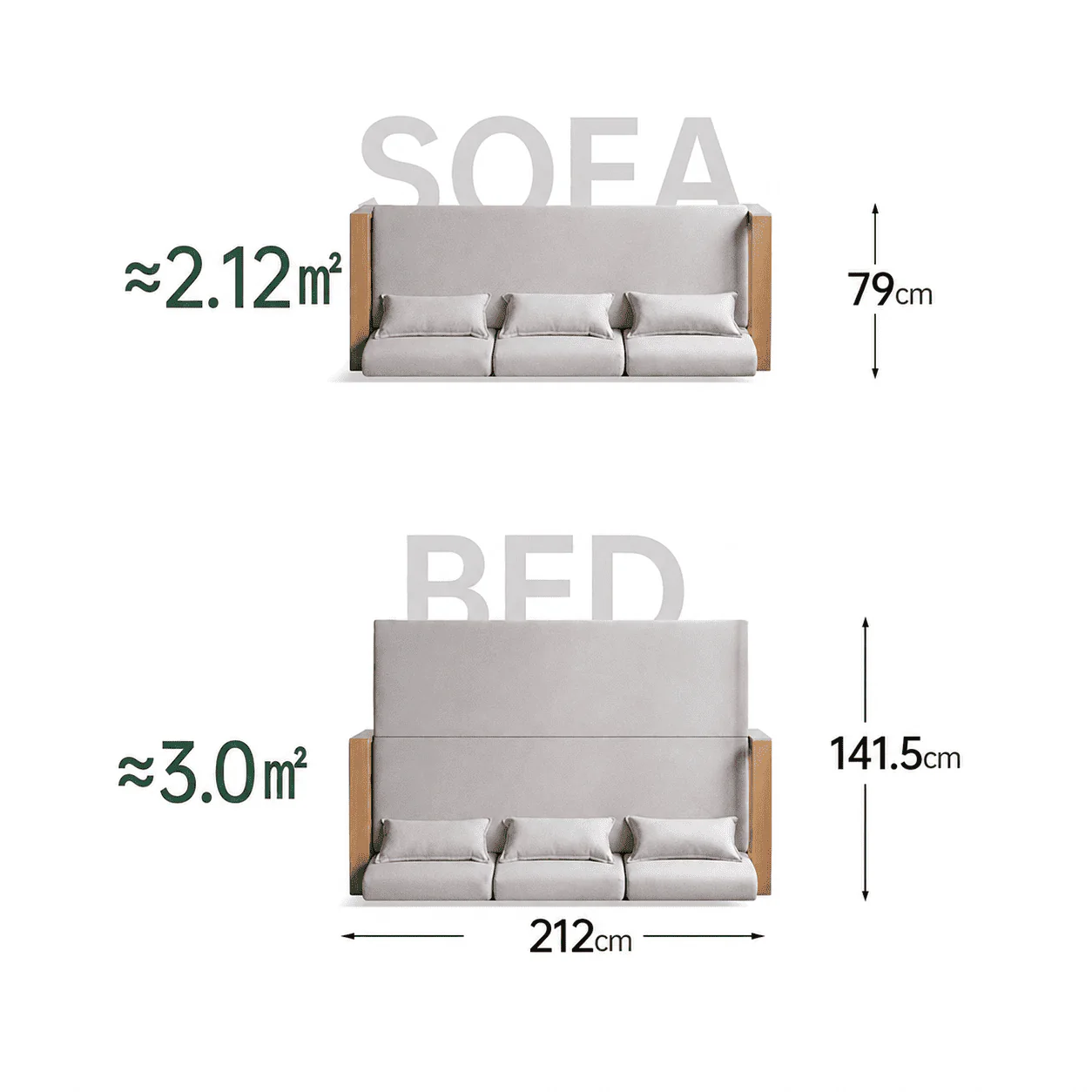 Hyogo Natural Solid Oak Sofa Bed - Image 11