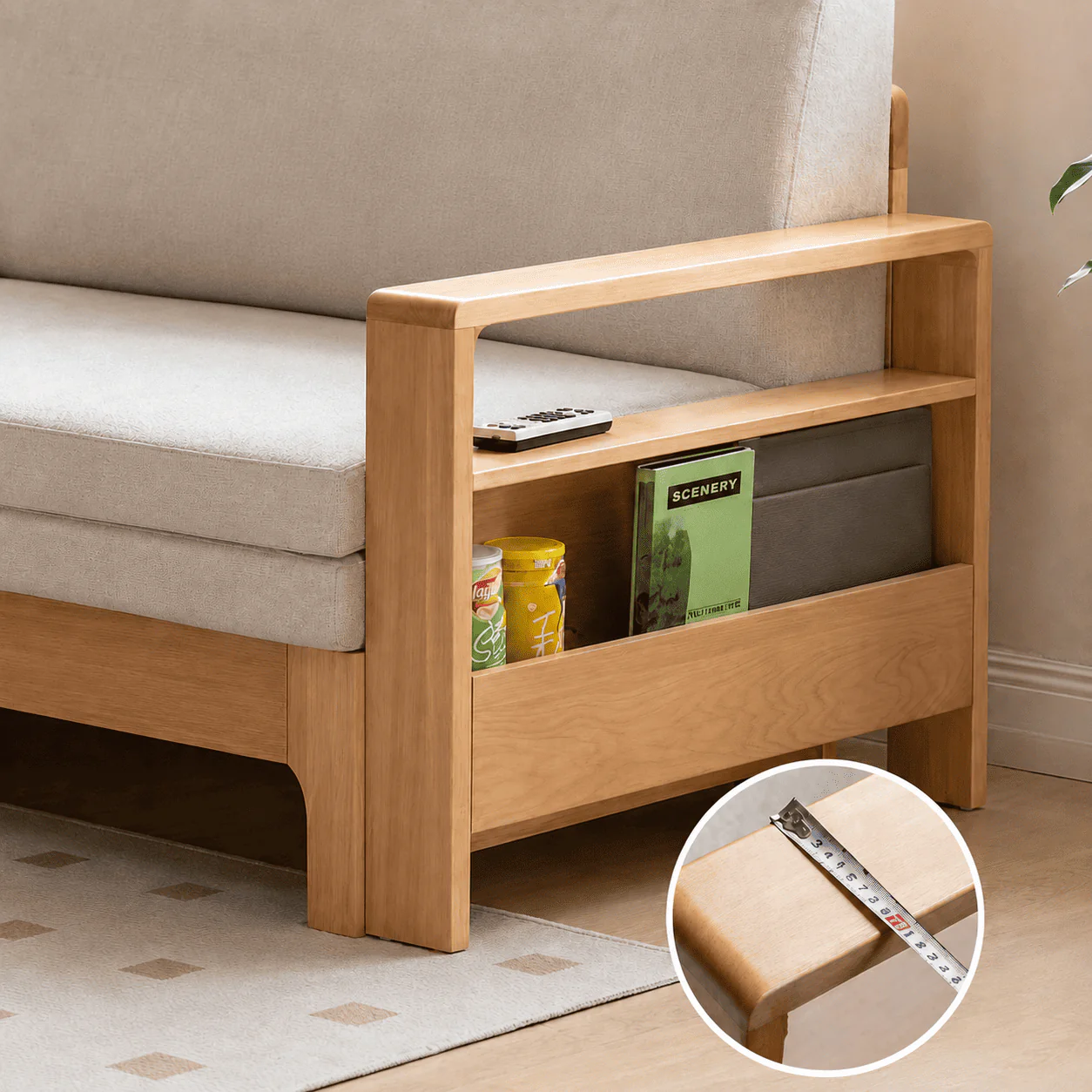 Hyogo Natural Solid Oak Sofa Bed - Image 3