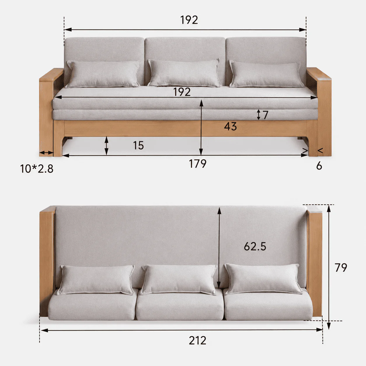Hyogo Natural Solid Oak Sofa Bed - Image 8