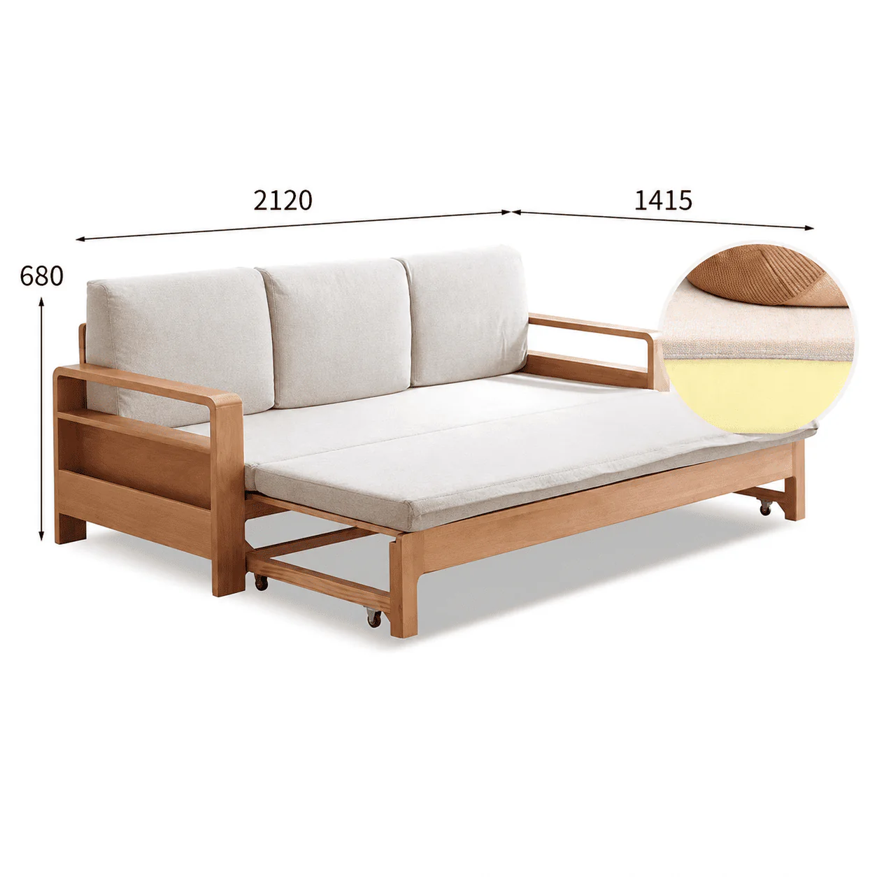 Hyogo Natural Solid Oak Sofa Bed - Image 9