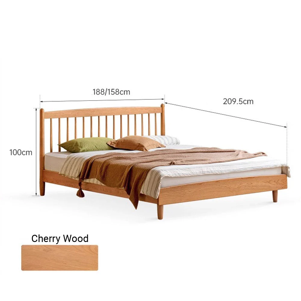 Kemi Natural Solid Cherry Harp Bed Frame - Image 10
