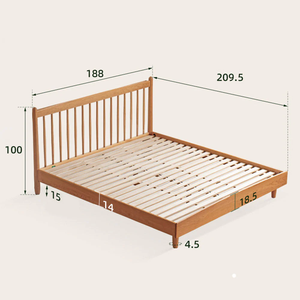 Kemi Natural Solid Cherry Harp Bed Frame - Image 11