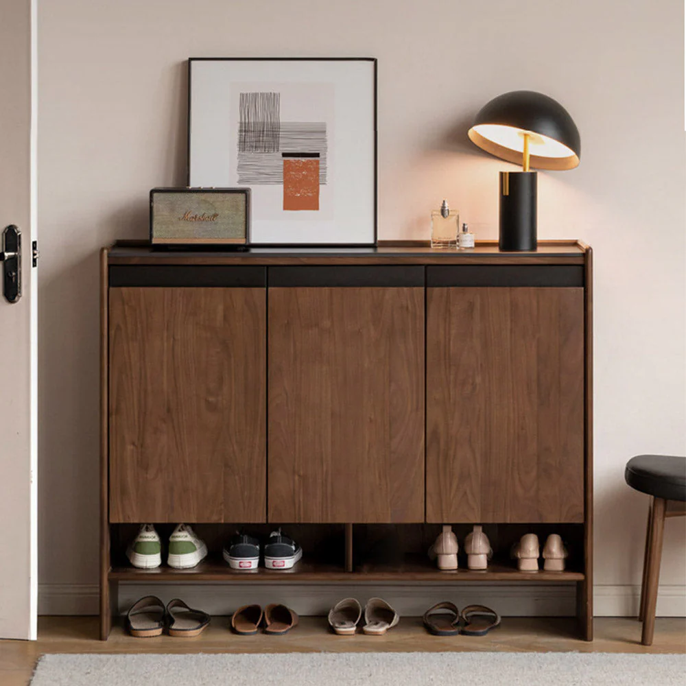 Limina Natural Solid Walnut Shoe Cabinet with Ceramic Top - Image 2