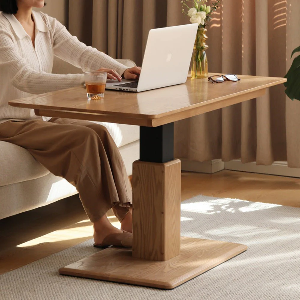 Linnich Natural Solid Ash Height Adjustable Coffee Table - Image 2