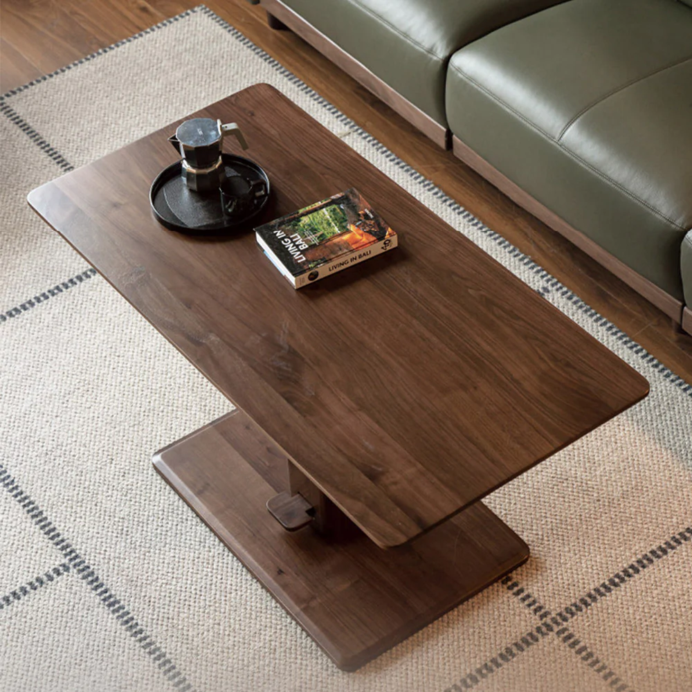 Linnich Natural Solid Walnut Height Adjustable Coffee Table - Image 3