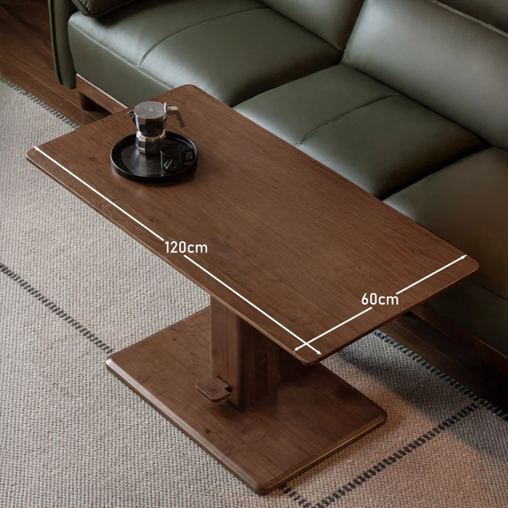 Linnich Natural Solid Walnut Height Adjustable Coffee Table - Image 4