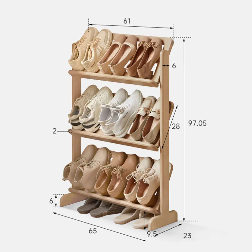 Lodine Natural Solid Beech Shoe Shelf - Image 12