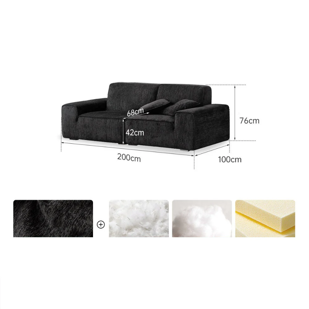 Loveren Black Chenille Sofa - Image 10