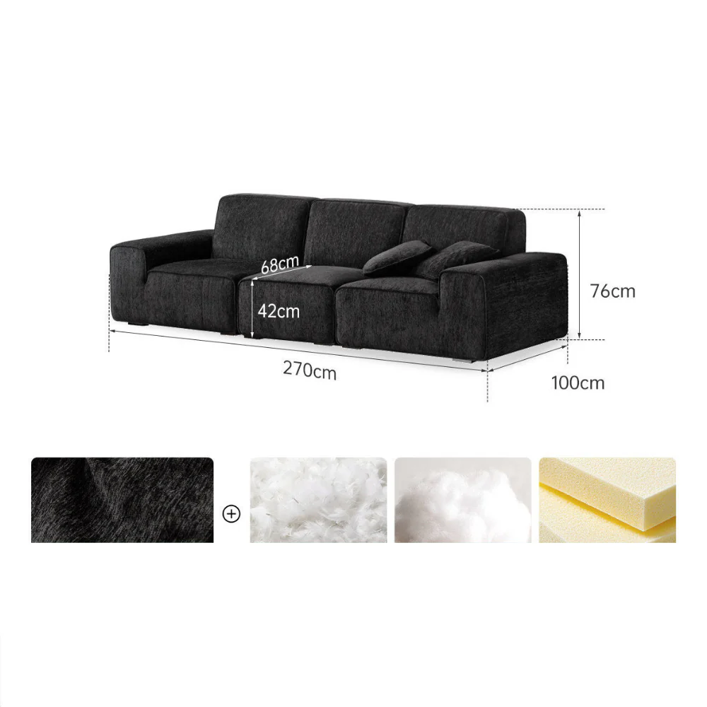 Loveren Black Chenille Sofa - Image 12