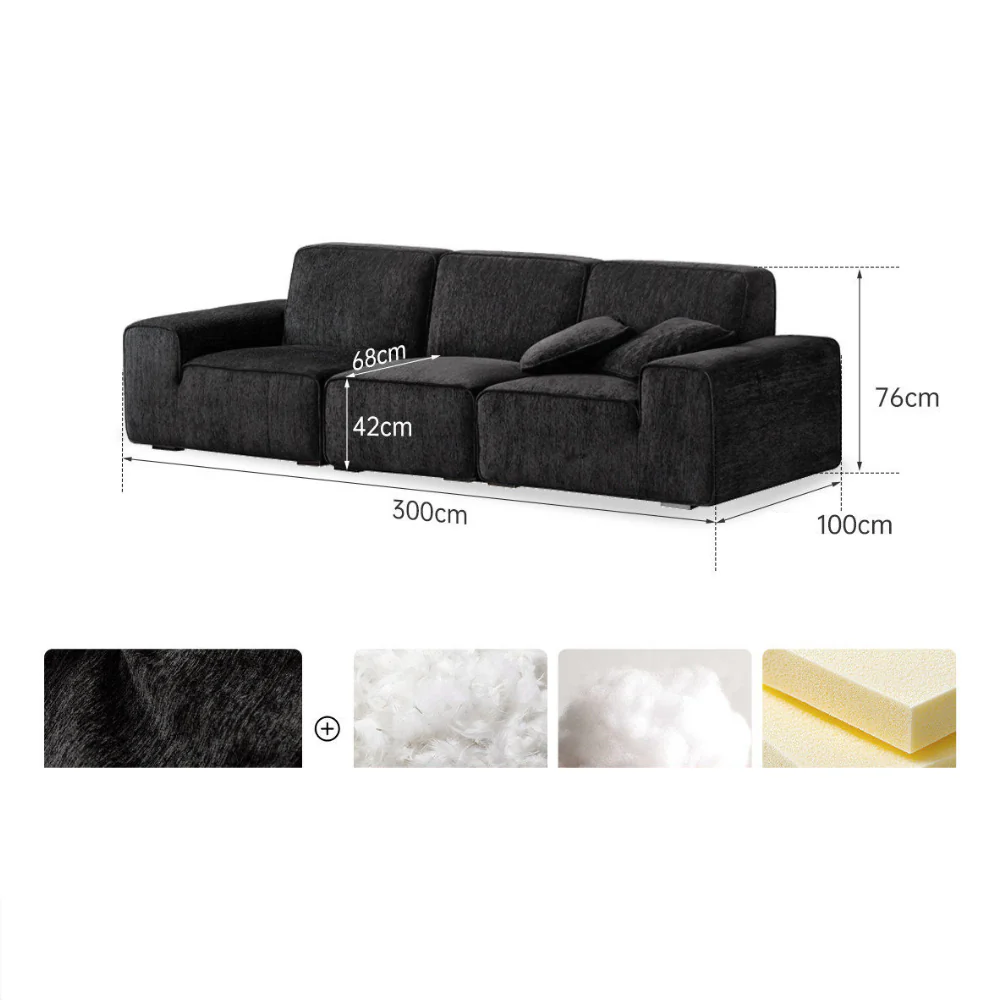 Loveren Black Chenille Sofa - Image 13