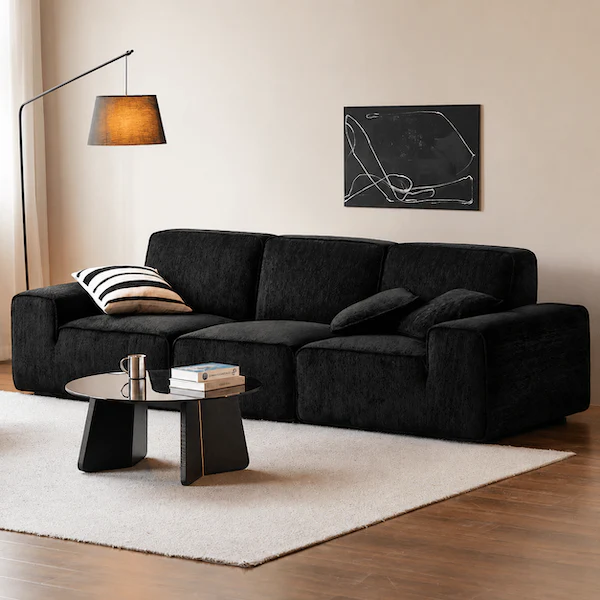 Loveren Black Chenille Sofa - Image 3
