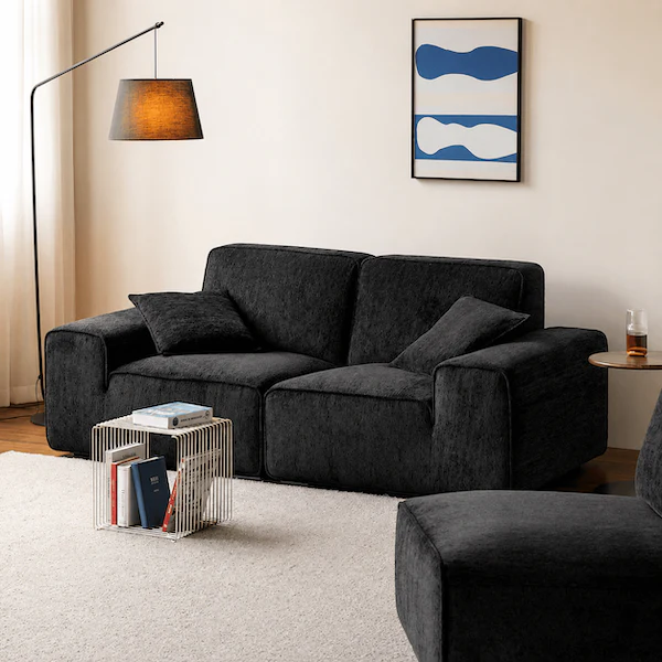 Loveren Black Chenille Sofa - Image 4