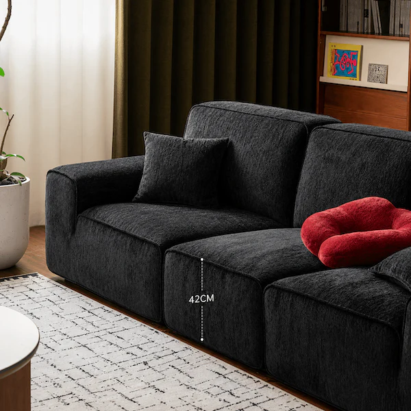 Loveren Black Chenille Sofa - Image 6