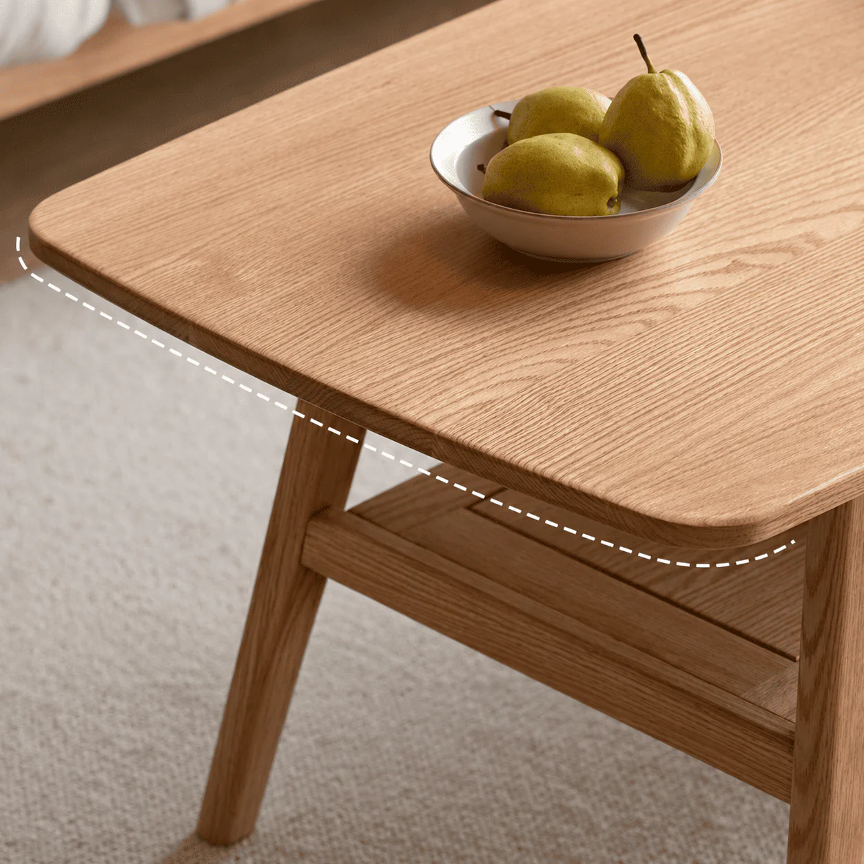 Lubin Natural Solid Oak Coffee Table with Shelf - Image 6