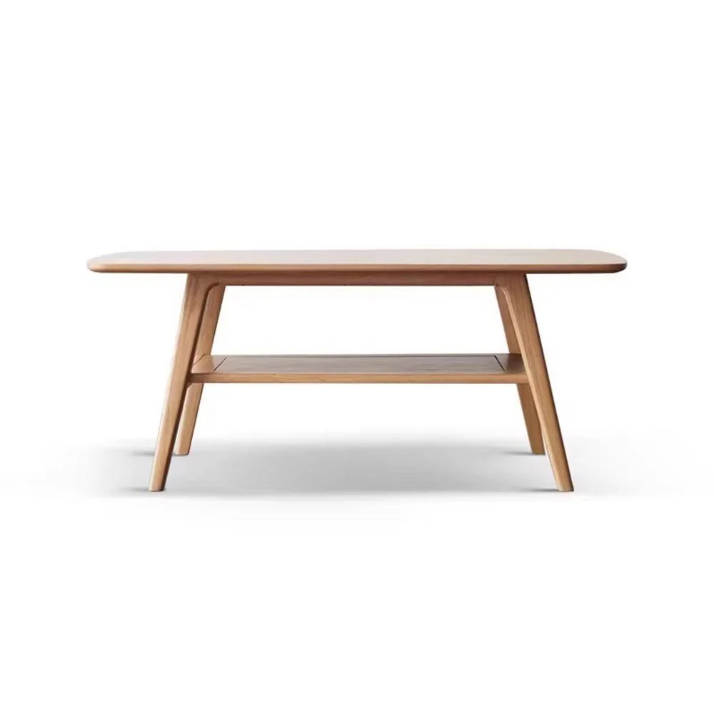 Lubin Natural Solid Oak Coffee Table with Shelf - Image 9
