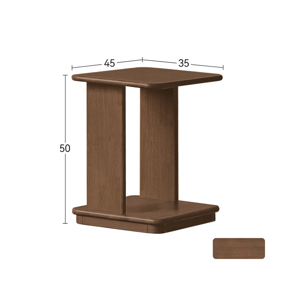 Mantinos Solid Rubber Wood C-Shape Side Table with Caster Wheels - Image 13